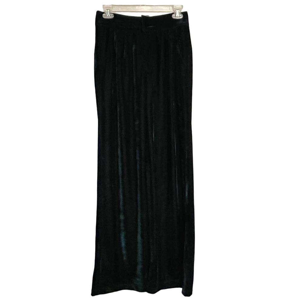 Lulus Pants Mix and Mingle Emerald Green Velvet WideLeg Sz M Boho High Rise New